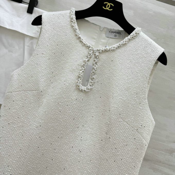 シャネル ショートドレス 2025年新作 CHANEL ツイード ワンピース ノースリーブ おしゃれ レディース - 画像 (7)