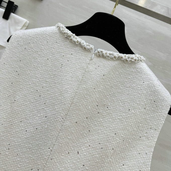 シャネル ショートドレス 2025年新作 CHANEL ツイード ワンピース ノースリーブ おしゃれ レディース - 画像 (8)
