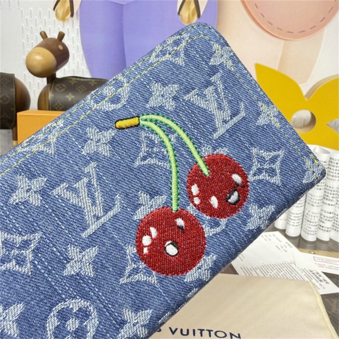 ルイヴィトン 2025年 LV TM ジッピー ウォレット M23161  LOUISVUITTON ファスナー長財布 モノグラム チェリー デニム - 画像 (10)