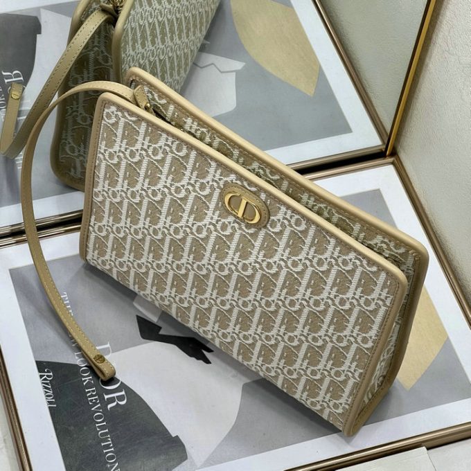 クリスチャンディオール 2025年 30 モンテーニュ ポーチ CHRISTIAN DIOR クラッチバッグ ストラップ付き 手持ちかばん オブリークジャカード - 画像 (5)