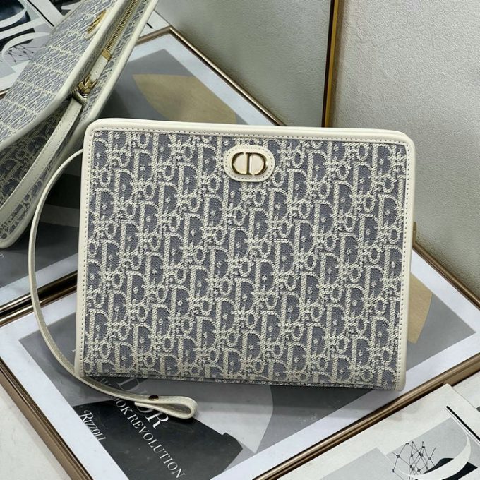 クリスチャンディオール 2025年 30 モンテーニュ ポーチ CHRISTIAN DIOR クラッチバッグ ストラップ付き 手持ちかばん オブリークジャカード - 画像 (2)