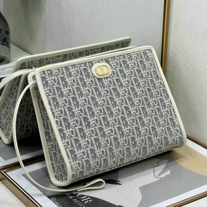 クリスチャンディオール 2025年 30 モンテーニュ ポーチ CHRISTIAN DIOR クラッチバッグ ストラップ付き 手持ちかばん オブリークジャカード - 画像 (3)