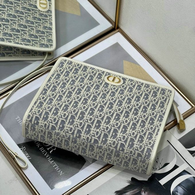 クリスチャンディオール 2025年 30 モンテーニュ ポーチ CHRISTIAN DIOR クラッチバッグ ストラップ付き 手持ちかばん オブリークジャカード - 画像 (5)