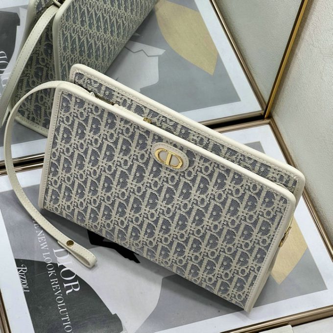 クリスチャンディオール 2025年 30 モンテーニュ ポーチ CHRISTIAN DIOR クラッチバッグ ストラップ付き 手持ちかばん オブリークジャカード - 画像 (7)