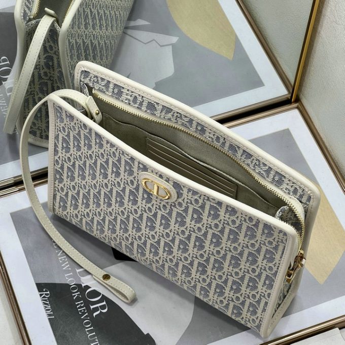 クリスチャンディオール 2025年 30 モンテーニュ ポーチ CHRISTIAN DIOR クラッチバッグ ストラップ付き 手持ちかばん オブリークジャカード - 画像 (8)