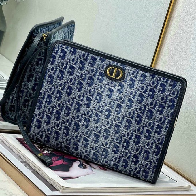 クリスチャンディオール 2025年 30 モンテーニュ ポーチ CHRISTIAN DIOR クラッチバッグ ストラップ付き 手持ちかばん オブリークジャカード - 画像 (3)