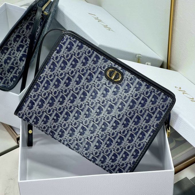 クリスチャンディオール 2025年 30 モンテーニュ ポーチ CHRISTIAN DIOR クラッチバッグ ストラップ付き 手持ちかばん オブリークジャカード - 画像 (4)