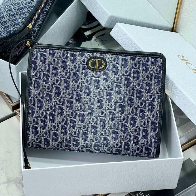 クリスチャンディオール 2025年 30 モンテーニュ ポーチ CHRISTIAN DIOR クラッチバッグ ストラップ付き 手持ちかばん オブリークジャカード - 画像 (5)