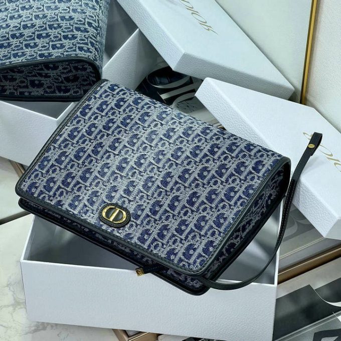 クリスチャンディオール 2025年 30 モンテーニュ ポーチ CHRISTIAN DIOR クラッチバッグ ストラップ付き 手持ちかばん オブリークジャカード - 画像 (6)