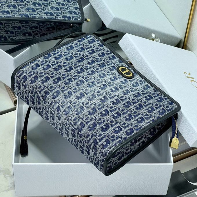 クリスチャンディオール 2025年 30 モンテーニュ ポーチ CHRISTIAN DIOR クラッチバッグ ストラップ付き 手持ちかばん オブリークジャカード - 画像 (7)