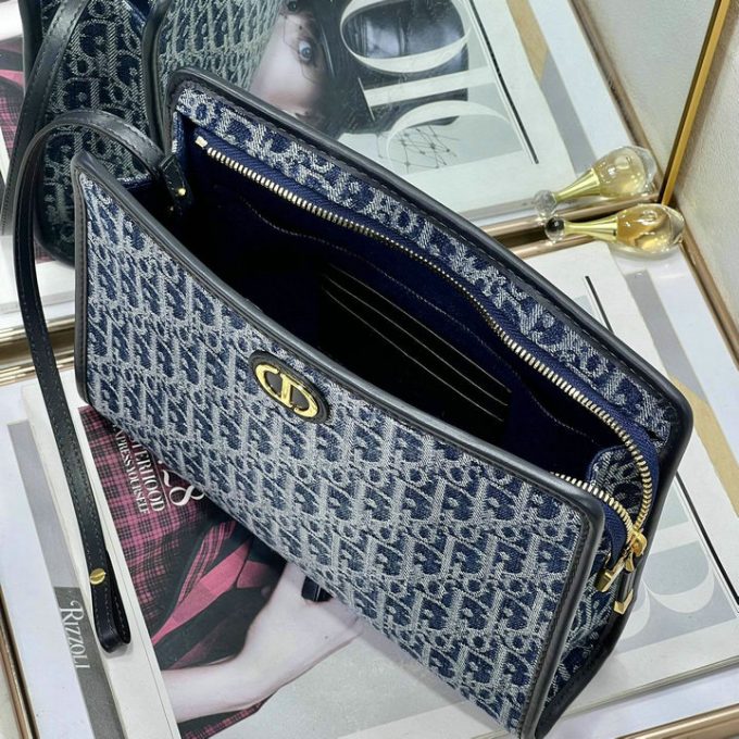 クリスチャンディオール 2025年 30 モンテーニュ ポーチ CHRISTIAN DIOR クラッチバッグ ストラップ付き 手持ちかばん オブリークジャカード - 画像 (8)