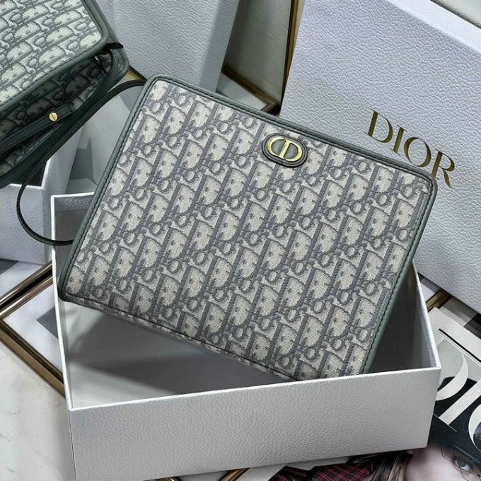 クリスチャンディオール 2025年 30 モンテーニュ ポーチ CHRISTIAN DIOR クラッチバッグ ストラップ付き 手持ちかばん オブリークジャカード - 画像 (3)
