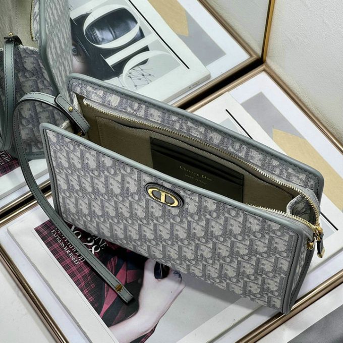 クリスチャンディオール 2025年 30 モンテーニュ ポーチ CHRISTIAN DIOR クラッチバッグ ストラップ付き 手持ちかばん オブリークジャカード - 画像 (8)