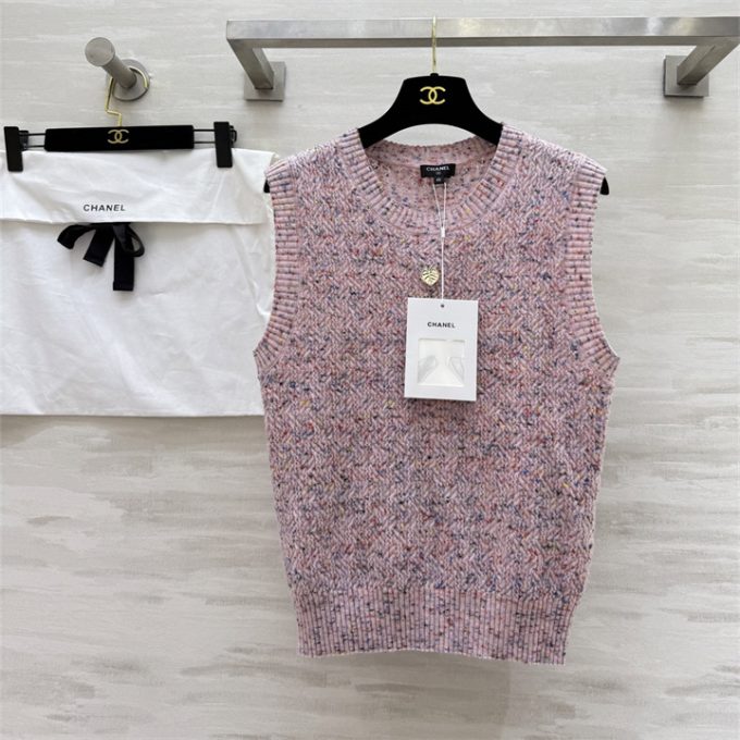 シャネル ノースリーブ セーター 2025年 CHANEL ニットベスト カシミヤ タンクトップ セーター クルーネック レディース