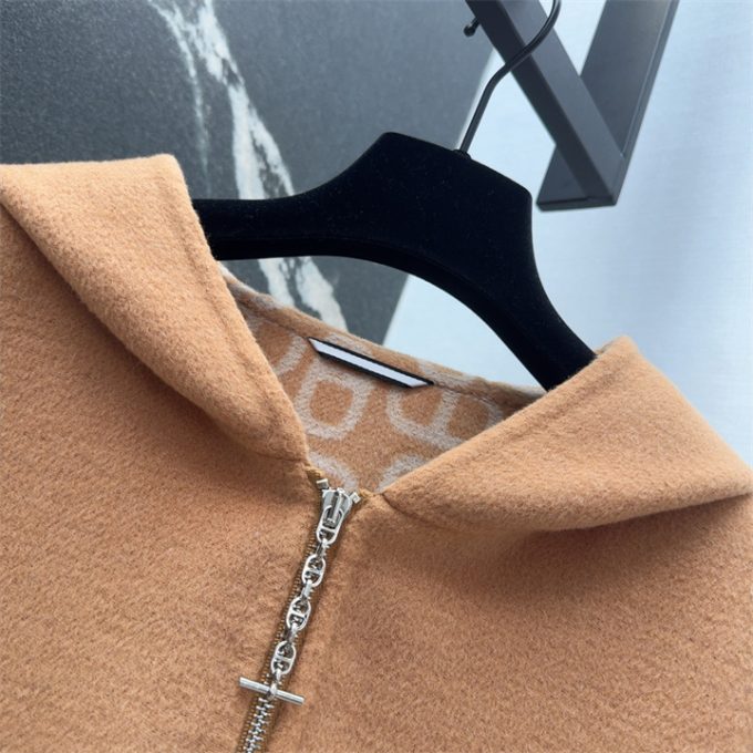 エルメス ダブルフェース カシミヤ ショートコート 2025年 HERMES ロングスリーブ アウターコート レディース - 画像 (9)