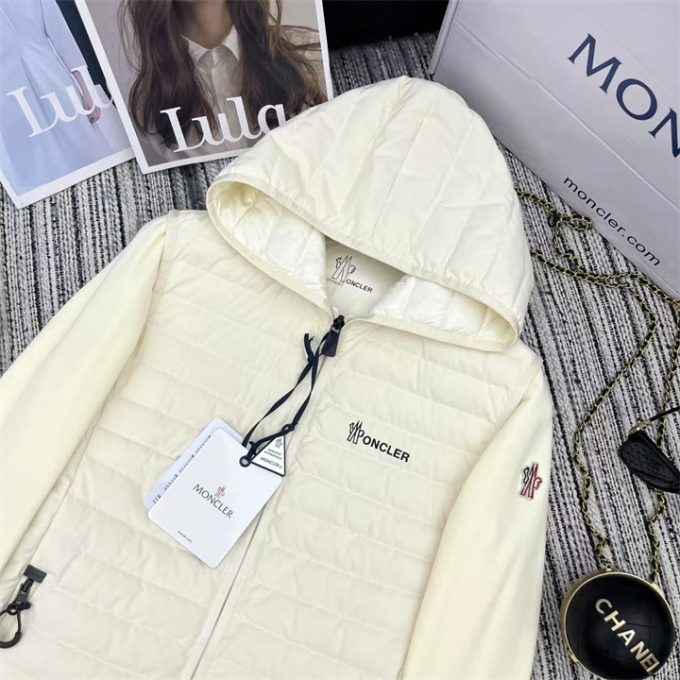 モンクレール ロングスリーブ ダウンジャケット 2025年 MONCLER ニット ジップジャケット フード付き アウターコート レディース - 画像 (4)