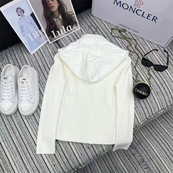 モンクレール ロングスリーブ ダウン 2025年 MONCLER ニット ジップジャケット フード付き アウターコート レディース - 画像 (5)
