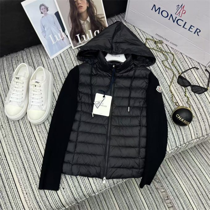 モンクレール ロングスリーブ ダウン 2025年 MONCLER ニット ジップジャケット フード付き アウターコート レディース - 画像 (6)