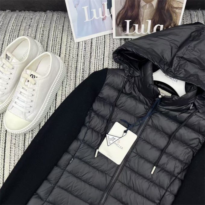 モンクレール ロングスリーブ ダウン 2025年 MONCLER ニット ジップジャケット フード付き アウターコート レディース - 画像 (8)