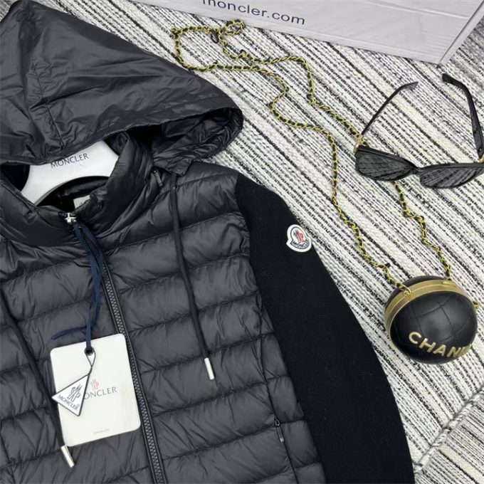 モンクレール ロングスリーブ ダウン 2025年 MONCLER ニット ジップジャケット フード付き アウターコート レディース - 画像 (9)