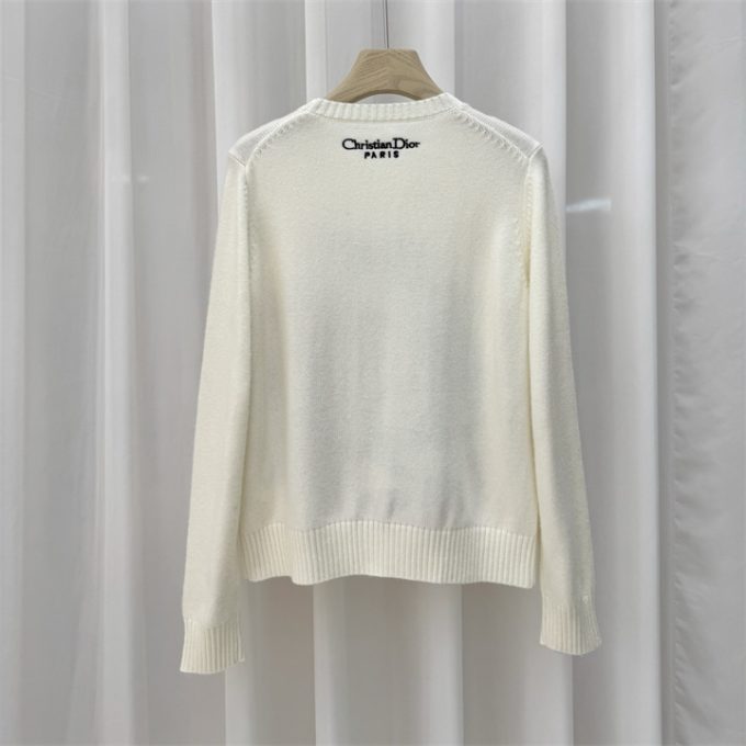 クリスチャンディオール ニットセーター 2025年 CHRISTIAN DIOR フラワー 刺繍 セーター ロングスリーブ ウールニット クルーネック レディース - 画像 (2)
