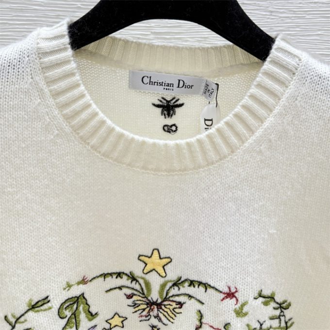 クリスチャンディオール ニットセーター 2025年 CHRISTIAN DIOR フラワー 刺繍 セーター ロングスリーブ カシミヤニット クルーネック レディース - 画像 (4)