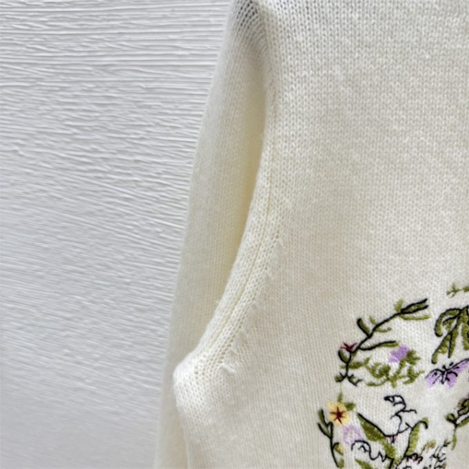 クリスチャンディオール ニットセーター 2025年 CHRISTIAN DIOR フラワー 刺繍 セーター ロングスリーブ カシミヤニット クルーネック レディース - 画像 (7)