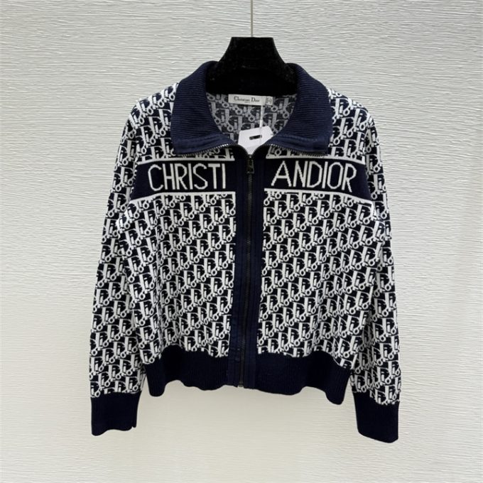 クリスチャンディオール カーディガン 2025年 DIOR ロングスリーブ ウールニット ジップジャケット アウターコート レディース - 画像 (2)