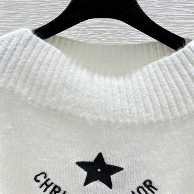 クリスチャンディオール DIOR 2025年 スター 刺繍 ニットセーター ロングスリーブ ウール シンプル おしゃれ レディース - 画像 (6)