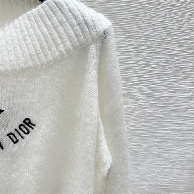 クリスチャンディオール DIOR 2025年 スター 刺繍 ニットセーター ロングスリーブ ウール シンプル おしゃれ レディース - 画像 (7)