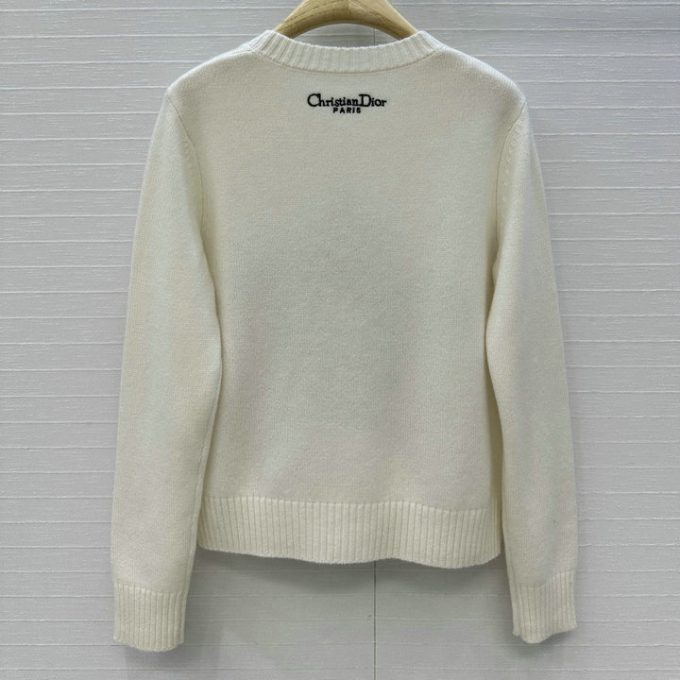 クリスチャンディオール ニットセーター 2025年 CHRISTIAN DIOR フラワー 刺繍 セーター ロングスリーブ ウールニット クルーネック レディース - 画像 (2)