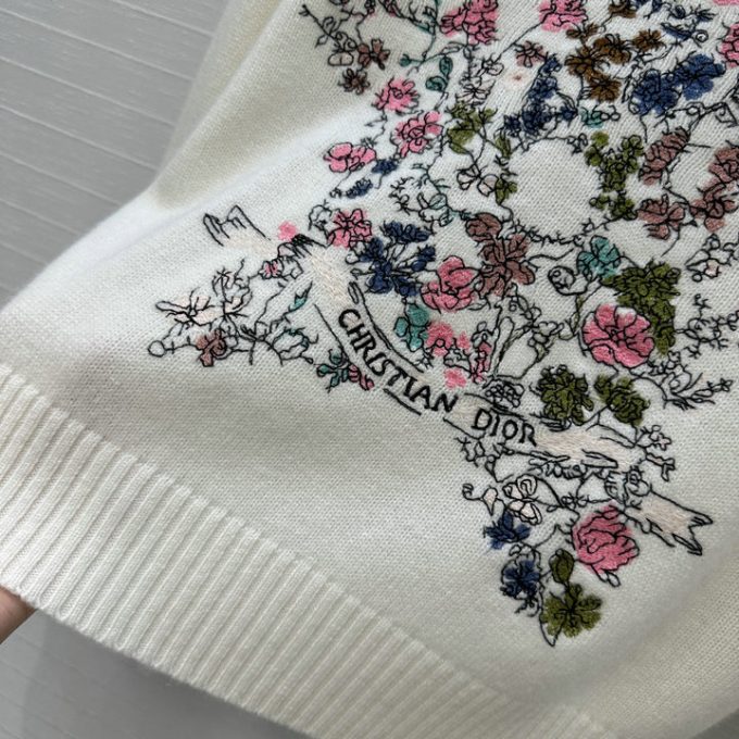 クリスチャンディオール ニットセーター 2025年 CHRISTIAN DIOR フラワー 刺繍 セーター ロングスリーブ ウールニット クルーネック レディース - 画像 (6)