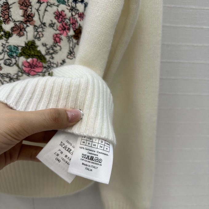 クリスチャンディオール ニットセーター 2025年 CHRISTIAN DIOR フラワー 刺繍 セーター ロングスリーブ ウールニット クルーネック レディース - 画像 (8)
