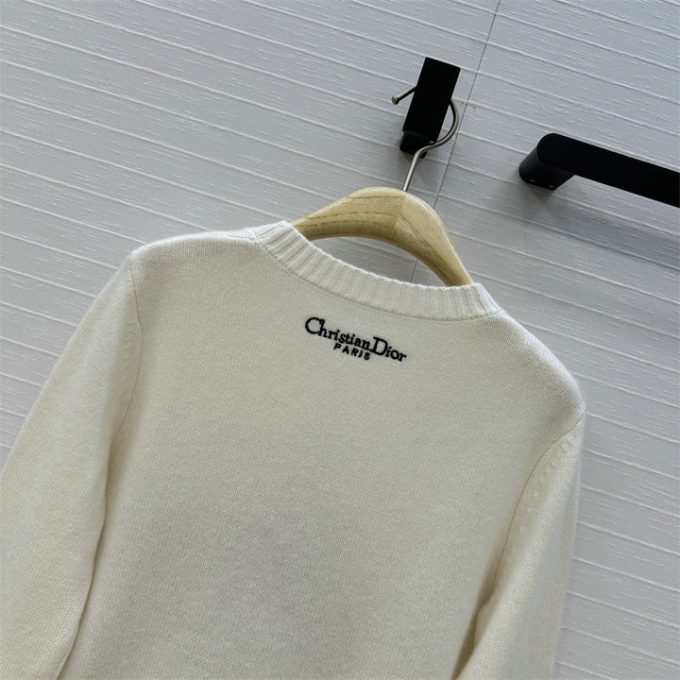 クリスチャンディオール ニットセーター 2025年 CHRISTIAN DIOR フラワー 刺繍 セーター ロングスリーブ ウールニット クルーネック レディース - 画像 (9)