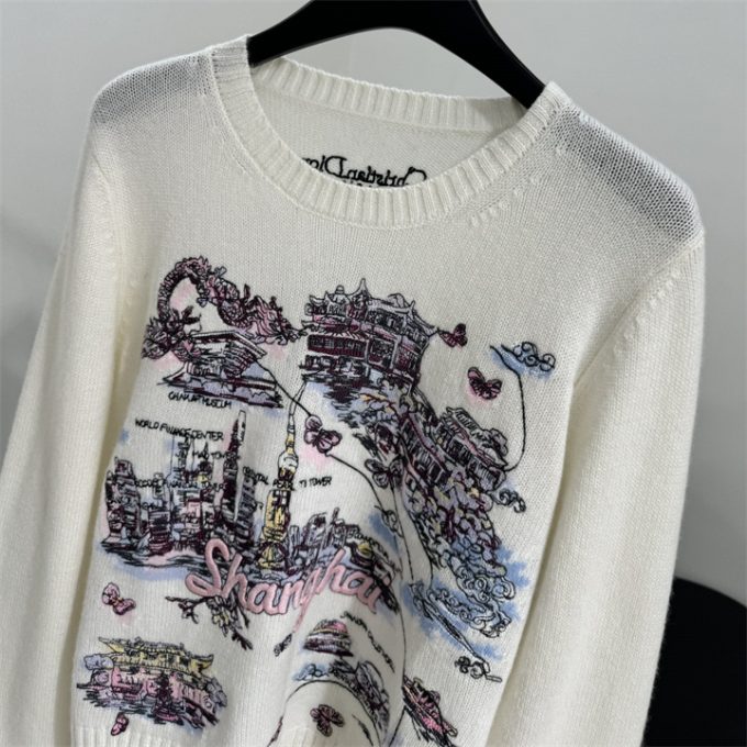 クリスチャンディオール ニットセーター 2025年 CHRISTIAN DIOR フラワー 刺繍 セーター ロングスリーブ ウールニット クルーネック レディース - 画像 (3)