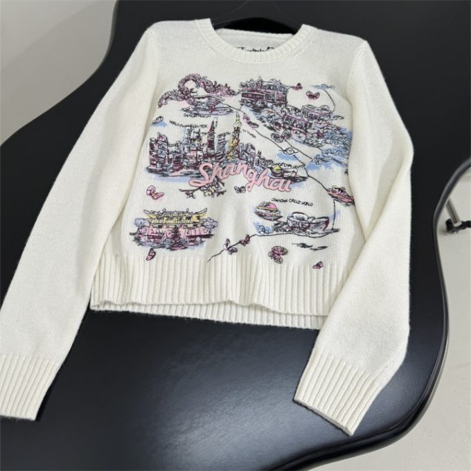 クリスチャンディオール ニットセーター 2025年 CHRISTIAN DIOR フラワー 刺繍 セーター ロングスリーブ ウールニット クルーネック レディース - 画像 (4)