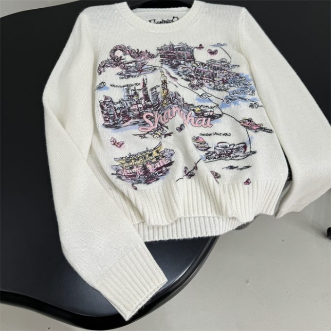 クリスチャンディオール ニットセーター 2025年 CHRISTIAN DIOR フラワー 刺繍 セーター ロングスリーブ ウールニット クルーネック レディース - 画像 (5)