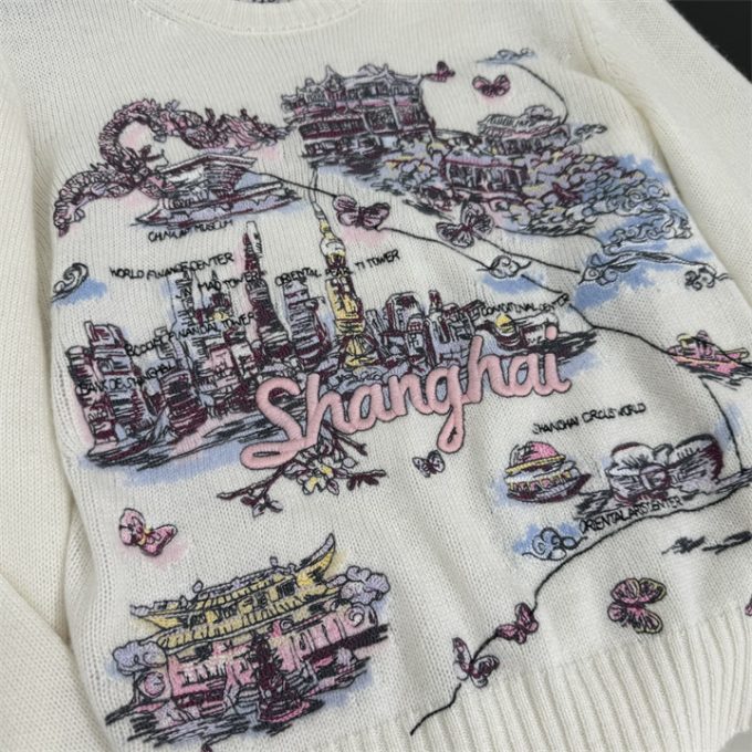 クリスチャンディオール ニットセーター 2025年 CHRISTIAN DIOR フラワー 刺繍 セーター ロングスリーブ ウールニット クルーネック レディース - 画像 (7)