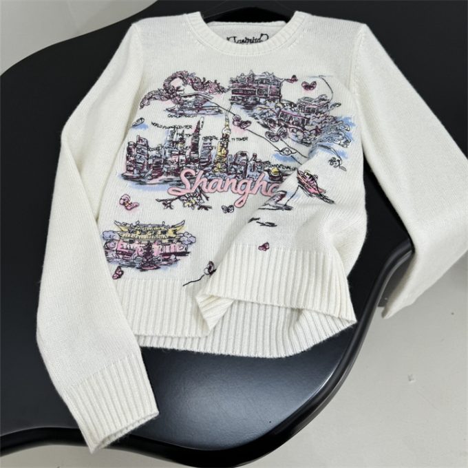 クリスチャンディオール ニットセーター 2025年 CHRISTIAN DIOR フラワー 刺繍 セーター ロングスリーブ ウールニット クルーネック レディース - 画像 (6)