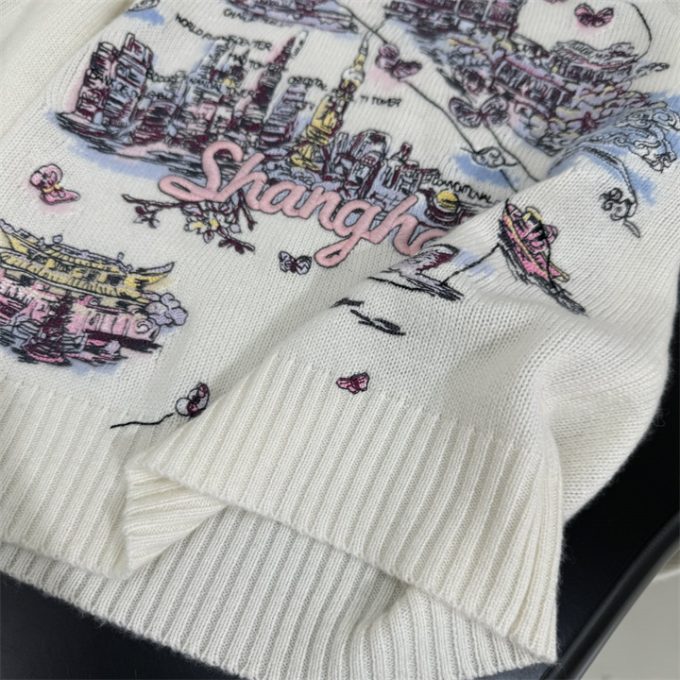 クリスチャンディオール ニットセーター 2025年 CHRISTIAN DIOR フラワー 刺繍 セーター ロングスリーブ ウールニット クルーネック レディース - 画像 (8)