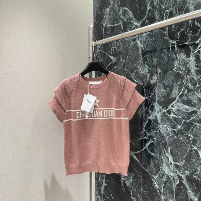 クリスチャンディオール セーター 2025年 DIOR フリルスリーブ ウールニット ショートスリーブ クルーネック レディース - 画像 (4)