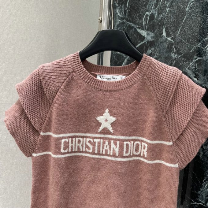 クリスチャンディオール セーター 2025年 DIOR フリルスリーブ ウールニット ショートスリーブ クルーネック レディース - 画像 (5)