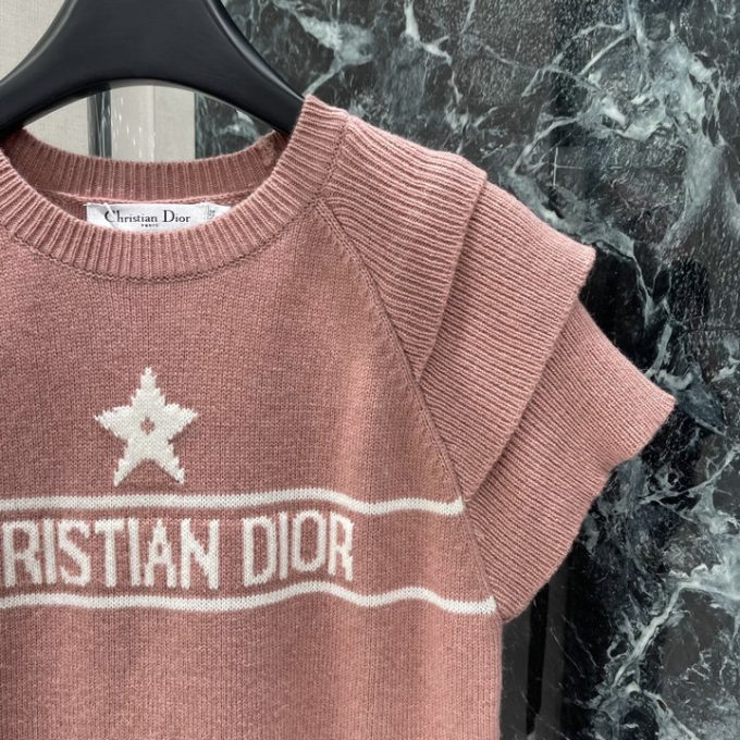 クリスチャンディオール セーター 2025年 DIOR フリルスリーブ ウールニット ショートスリーブ クルーネック レディース - 画像 (6)